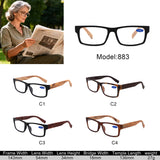 883 - Rectangle Woodgrain Temples Reading Glasses - Iris Fashion