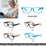 884 - Classic Rectangle Thick Frame Reading Glasses - Iris Fashion