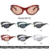 89176 - Sleek Wraparound Y2K Bold Futuristic Oval Wholesale Sunglasses