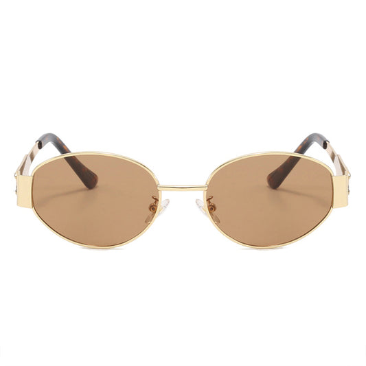 9883 - Retro Oval 90s Vintage Fashion Round Wholesale Sunglasses