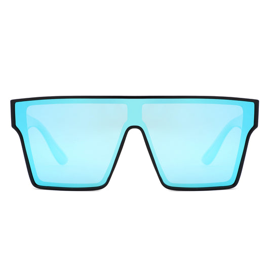 FS1005 - Oversize Bold Flat Top Shield Mirrored Wholesale Sunglasses