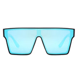 FS1005 - Oversize Bold Flat Top Shield Mirrored Wholesale Sunglasses