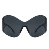 HW1012 - Women Fashion Rimless Oversized Shield Wraparound Wholesale Sunglasses