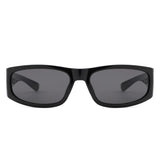 S1261 - Sleek Rectangle Textured Sides Wraparound Fashion Sunglasses