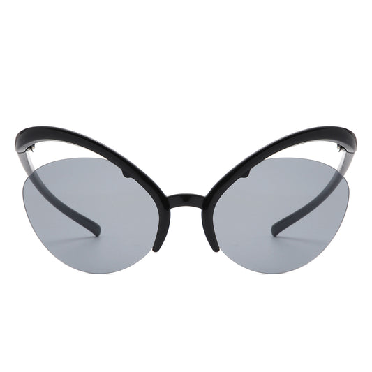 S1226 - Rimless Futuristic Oval Irregular Fashion Cat Eye Wholesale Sunglasses
