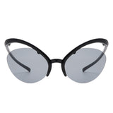 S1226 - Rimless Futuristic Oval Irregular Fashion Cat Eye Wholesale Sunglasses