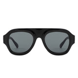 HS1406 - Bold Retro Aviator Shield Chunky Sunglasses - Iris Fashion