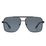 J2036 - Square Flat Top Brow-Bar Tinted Fashion Wholesale Sunglasses