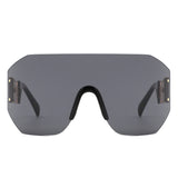 HW2065 - Rimless Oversize Retro Chunky Square Wholesale Sunglasses