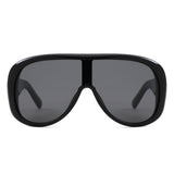 HS1435 - Oversized Wrap Aviator Style Shield Sunglasses