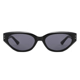 HS1391 - Bold Retro Oval Cat-Eye Rivet Wholesale Sunglasses