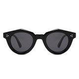 P/C028-1 - Chunky Round Keyhole Retro Sunglasses - Iris Fashion