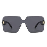 HS2198 - Oversize Rimless Fashion Shield Square Wholesale Sunglasses