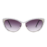 HJ2103 - Pearl-Embellished Cat-Eye Gold-Temple Fashion Wholesale Sunglasses