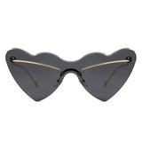 HJ2106 - Rimless Heart-Shaped Gradient Gold-Temple Wholesale Sunglasses