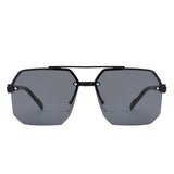 HJ2089 - Square Half Frame Retro Brow-Bar Wholesale Sunglasses