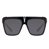 S2131 - Oversize Square Flat Top Large Fashion Women Wholesale Sunglasses