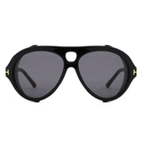 HS2243 - Oversize Retro Aviator Keyhole Color-Tint Wholesale Sunglasses