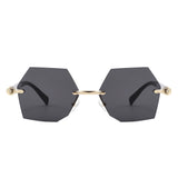 HJ2143 - Rimless Hexagon Gradient Gold-Temple Wholesale Sunglasses