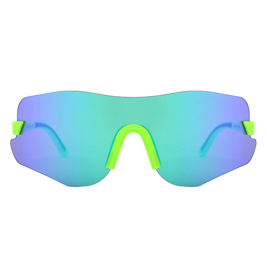 Y5003 - Rimless Ultralight Sport Shield Mirrored Wholesale Sunglasses