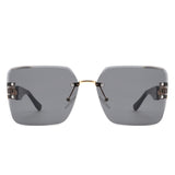 HJ3035 - Square Chain-Link Luxurious Oversize Rimless Wholesale Sunglasses