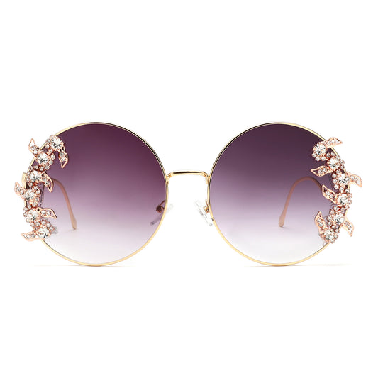 HJ2124 - Round Oversized Luxurious Crystal Fashion Wholesale Sunglasses