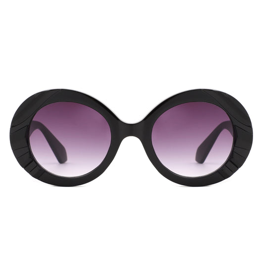 HS1314 - Women Round Sculpted Fashion Chunky Oval Wholesale Sunglasses