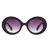 HS1314 - Women Round Sculpted Fashion Chunky Oval Wholesale Sunglasses