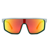 HS2202 - Sporty Retro Futuristic Visor Mirrored Square Wholesale Sunglasses