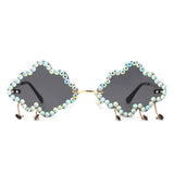 HJ2095 - Rimless Cloud Shape Hanging Charms Wholesale Sunglasses