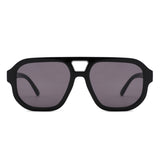 S1265 - Retro Aviator Double Bridge Square Sunglasses - Iris Fashion