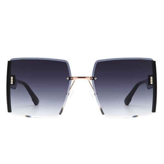 S2134 - Square Rimless Chic Fashion Oversize Women Wholesale Sunglasses