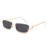 HJ2098 - Rectangle Retro Semi-Rimless Modern Tinted Wholesale Sunglasses