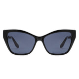 HS2207 - Oversized Square Cat-Eye Wavy Temples Sunglasses - Iris Fashion