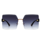 S2135 - Women Rimless Chic Fashion Square Tinted Wholesale Sunglasses