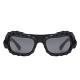 HS2162 - Rectangle Irregular Twisted Thick Frame Futuristic Wholesale Sunglasses
