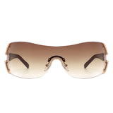 HJ3029 - Rectangle Rimless Fashion Luxury Women Oversize Wholesale Sunglasses