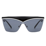S2143 - Semi-Rimless Fashion Flat Top Square Wholesale Sunglasses