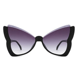 HS1401 - Oversized Winged Cat Eye Semi-Rimless Butterfly Wholesale Sunglasses
