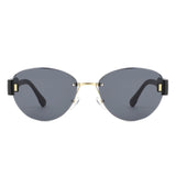 HJ2077 - Oval Rimless Tinted Chic Round Fashion Women Wholesale Sunglasses