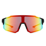 HY1024 - Sport Rimless Mirrored Shield Sunglasses