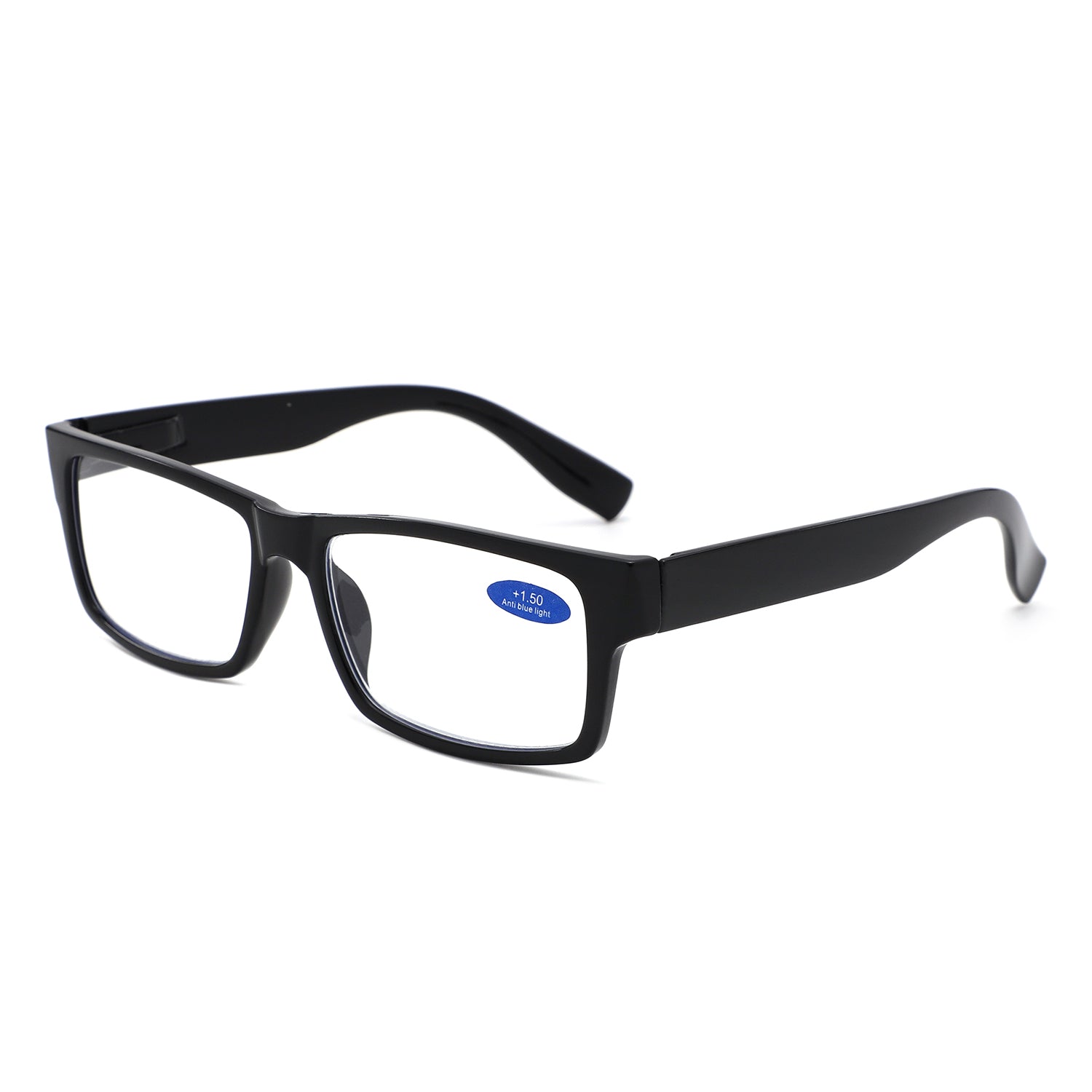 884 - Classic Rectangle Thick Frame Reading Glasses - Iris Fashion