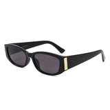 S1266 - Slim Narrow Rectangle Gold Accent Fashion Sunglasses - Iris Fashion
