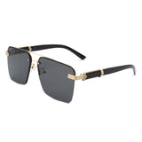 HW3021 - Retro Square Rimless Brow-Bar Tinted Fashion Wholesale Sunglasses