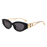 S2144 - Slim Cat Eye Gold Metal Fashion Women Sunglasses - Iris Fashion