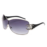 HJ2107 - Rimless Shield Crystal-Embellished Wholesale Sunglasses