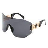 HW2065 - Rimless Oversize Retro Chunky Square Wholesale Sunglasses