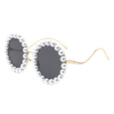 HJ2086 - Round Fashion Pearl Luxury Wavy Frame Women Wholesale Sunglasses