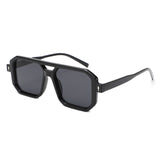 HS1382 - Square Brow-Bar Flat Top Tinted Lens Wholesale Sunglasses