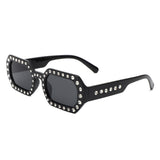 HS2154 - Square Retro Geometric Tinted Rhinestone Fashion Wholesale Sunglasses